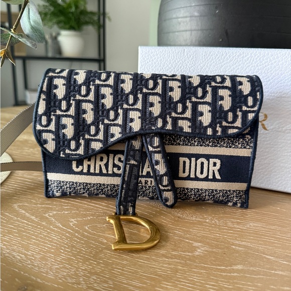 Dior Handbags - Christian Dior Navy and Cream Clutch
